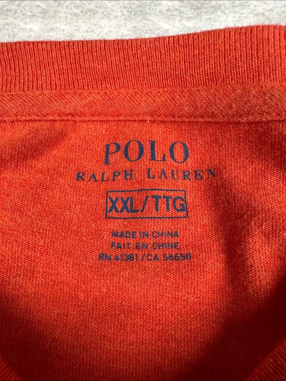 Polo Ralph Lauren Mens XXL Orange Long Sleeve T Shirt Pony Logo Cotton Crewneck